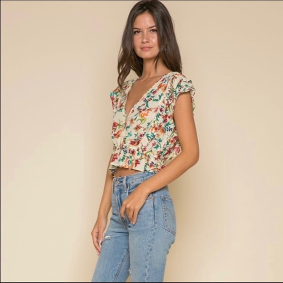 SOLD Raga My Paradise Floral Crop Top Anthro - Picture 2 of 5